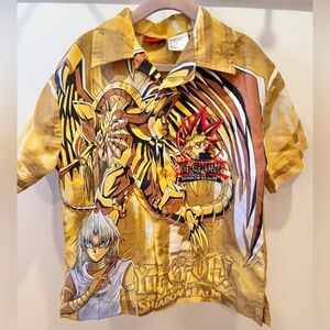 VINTAGE 90s YU-GI-OH Kids Short Sleeve Button Up